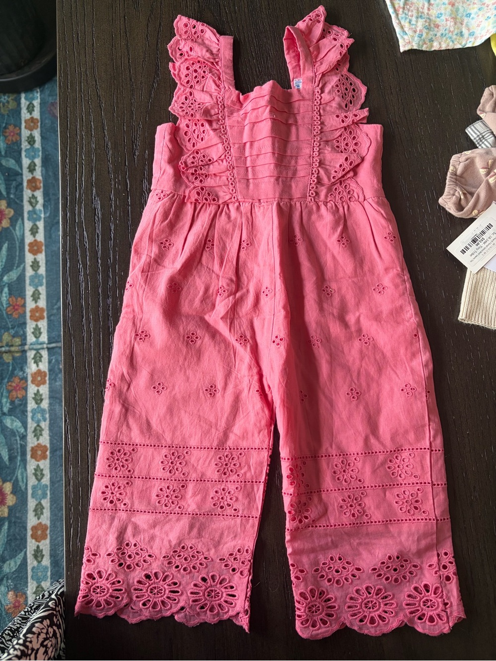 Mayoral Pink Eyelet Cotton Romper